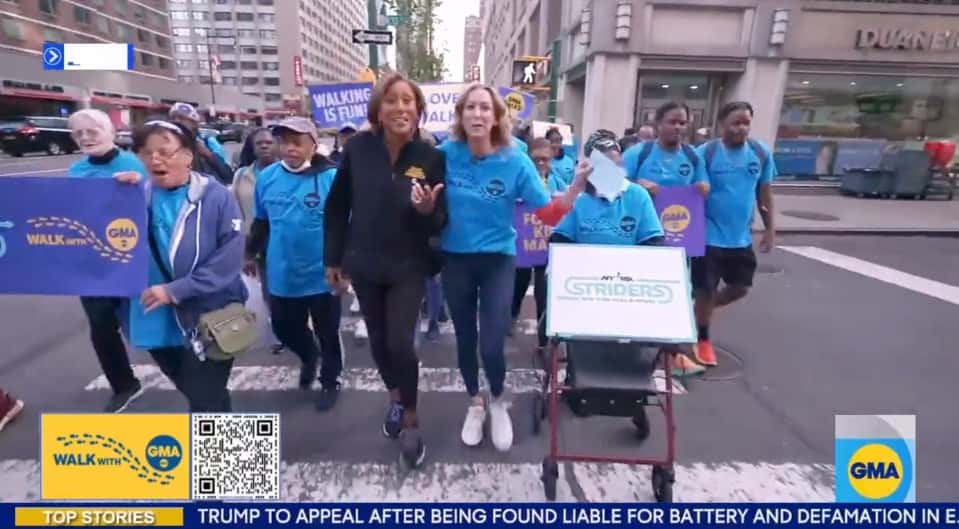 Robin Roberts and Lara Spencer creating awareness about 'National Walking Month' (ABC)