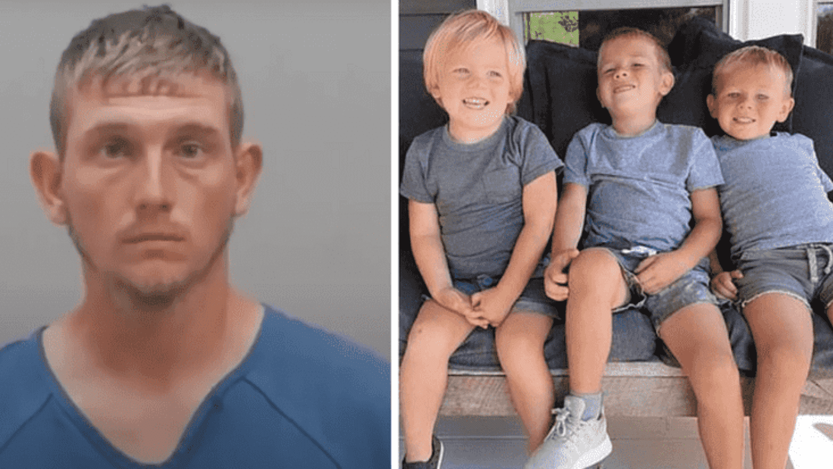 Chad Doerman has been arrested for fatally shooting his three sons 'execution style' after months of planning (Law & Crime Network/YouTube; Rachel Brown/Facebook)
