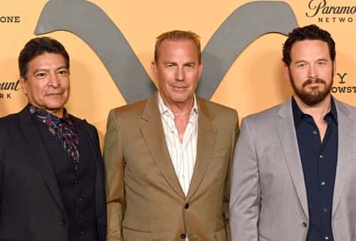 (L-R) Gil Birmingham, Kevin Costner and Cole Hauser attend Paramount Network's 