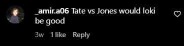 A fan stated that the matchup between Tate and Jones would be great (thecobrabrothers/Instagram)