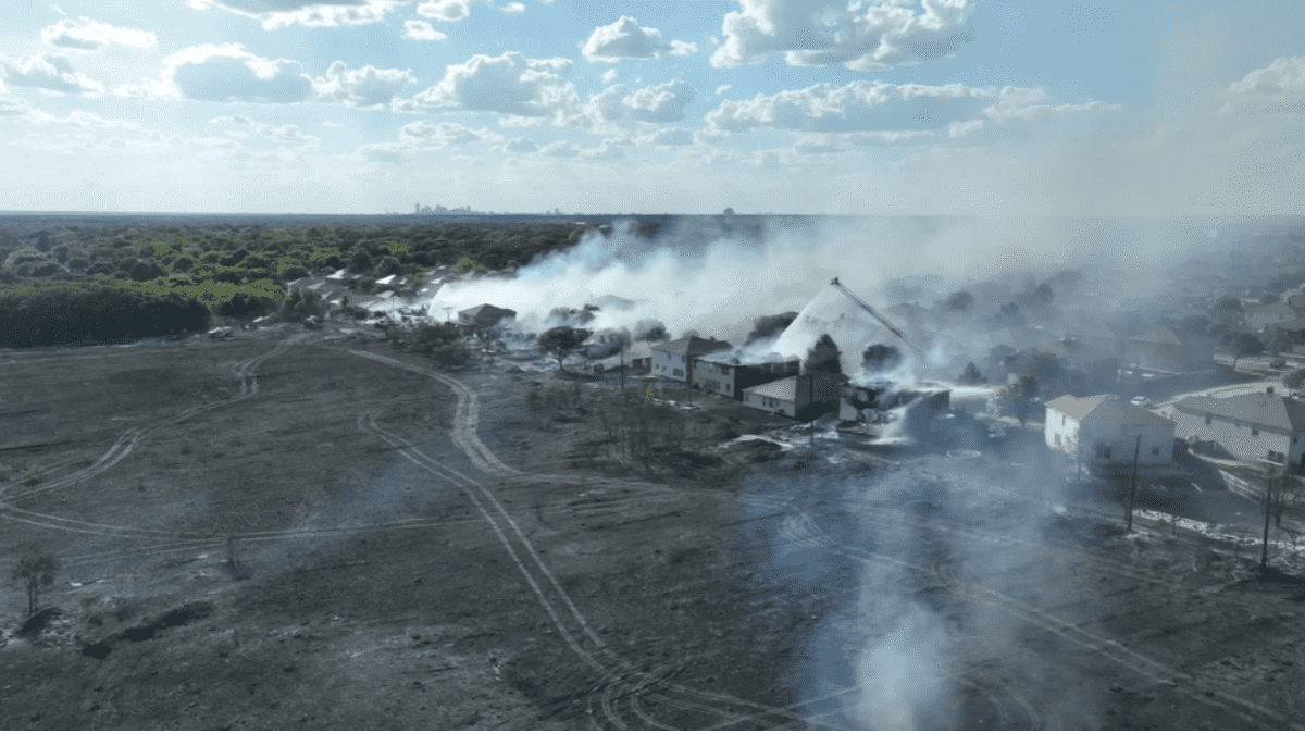 The fire burnt around 26 homes and destroyed nine and left dozens of people homeless (Credit: The Dallas Morning News/YouTube)