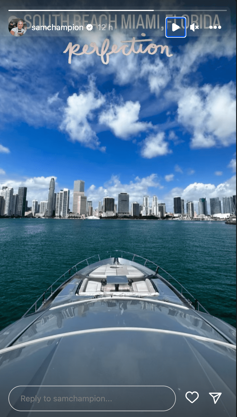 'GMA' Sam Champion shared a photo of his boat ride on his Instagram stories (@samchampion/Instagram)