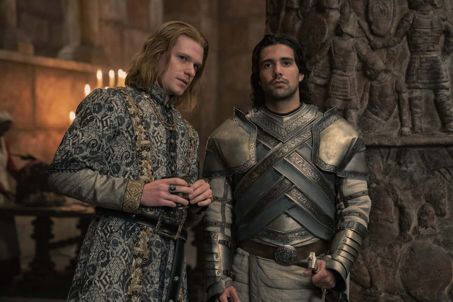 Solly McLeoad (Ser Joffrey Lonmouth) and Fabien Frankel (Ser Criston Cole) in 'House of the Dragon' (HBO)