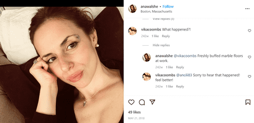 A shocking picture of Ana Walse, a mom-of-three who has been missing for days now, seems to reveal an injury above her eye (anawalshe/Instagram)