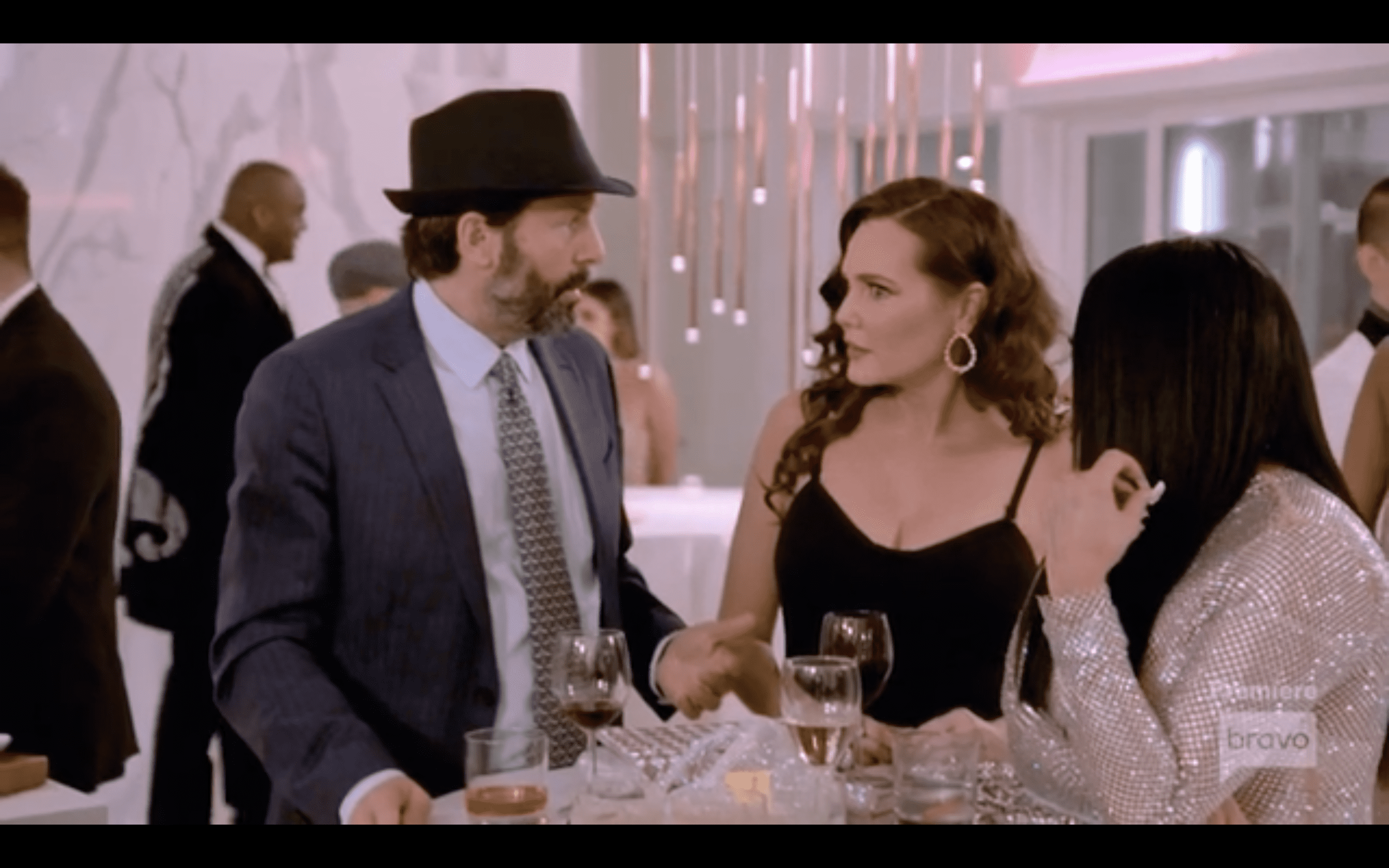 Seth Marks and Meredith Marks discuss Lisa Barlow's apology in a still from 'RHOSLC' (Bravo)