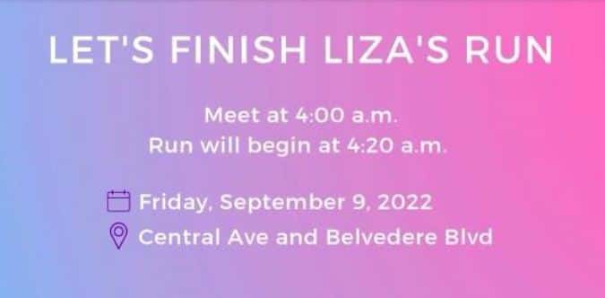 'Let's Finish Liza's run' will take place on Friday, September 9  (Let's Finish Liza's run/Facebook)
