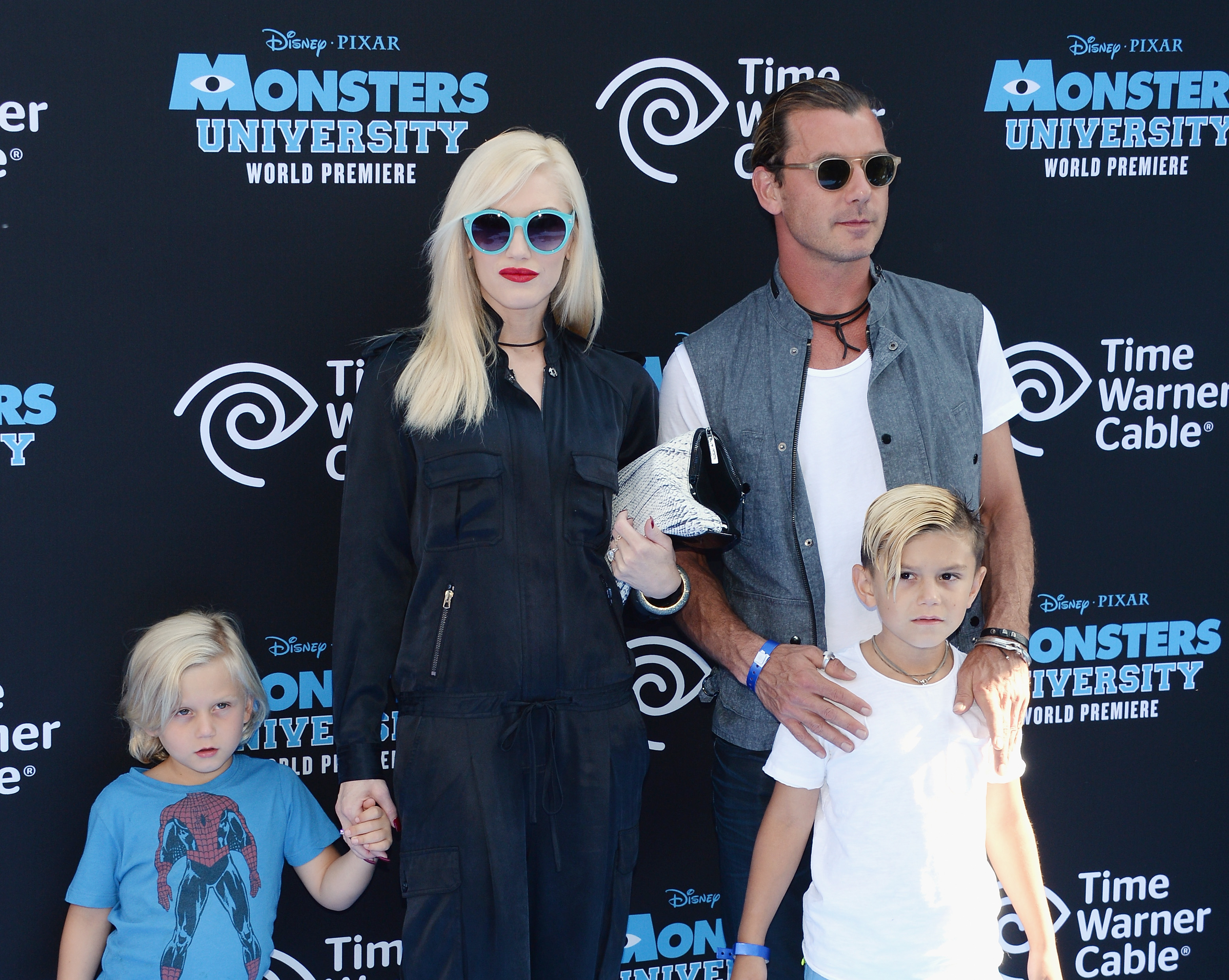 Zuma Nesta Rock Rossdale, Gwen Stefani, Gavin Rossdale and Kingston James McGregor Rossdale attend the premiere of Disney Pixar's 'Monsters University' at the El Capitan Theatre on June 17, 2013 in Hollywood, California.