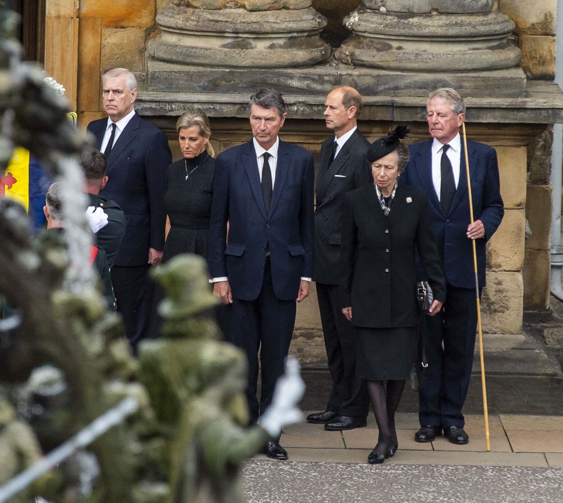 Prince Andrew, Duke of York, Sophie, Countess of Wessex, Vice Admiral Timothy Laurence, Prince Edward, Duke of Wessex and Princess Anne, Princess Royal receive the hearse carrying the coffin of Queen Elizabeth II arrives at Palace of Holyroodhouse, where she will lie overnight and then be moved to St Giles Catherdral on September 11, 2022 in Edinburgh, United Kingdom. Elizabeth Alexandra Mary Windsor was born in Bruton Street, Mayfair, London on 21 April 1926. She married Prince Philip in 1947 and ascended the throne of the United Kingdom and Commonwealth on 6 February 1952 after the death of her Father, King George VI. Queen Elizabeth II died at Balmoral Castle in Scotland on September 8, 2022, and is succeeded by her eldest son, King Charles III.