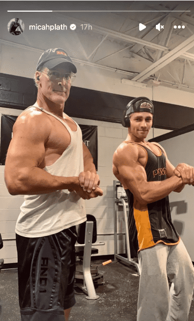 Barry Plath at the gym with his son Micah Plath. (Facebook/@micahplath) 
