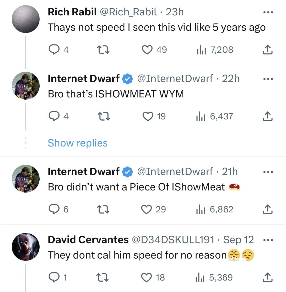 Comments from IShowSpeed's video (@Internetdwarf/Twitter)