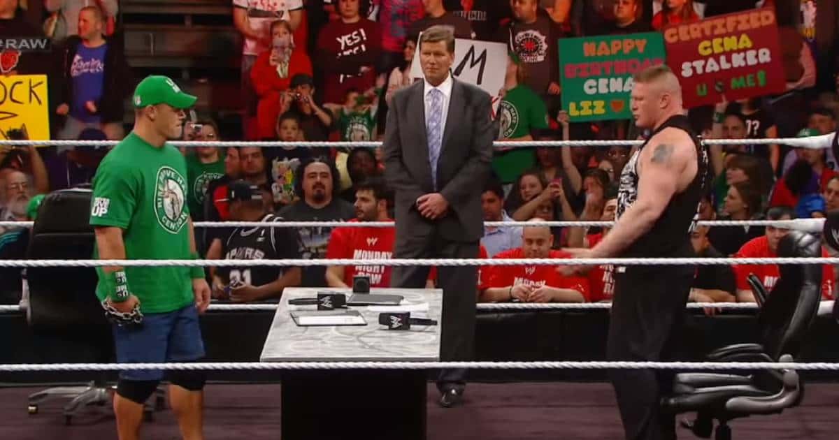 John Cena and Brock Lesnar's height comparison (WWE/ YouTube)