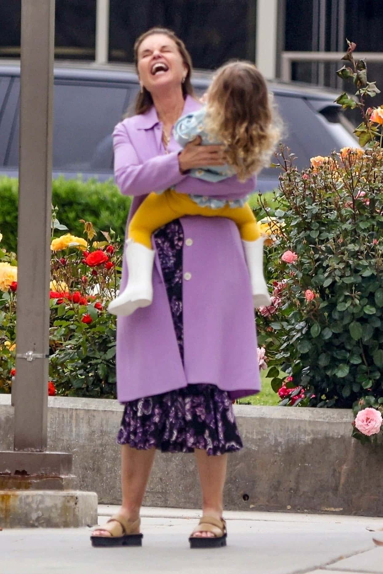 During the outing, Shriver displayed her perfect grandma skills as she lovingly held Lyla in her arms and kept the toddler in great spirits. (Backgrid)
