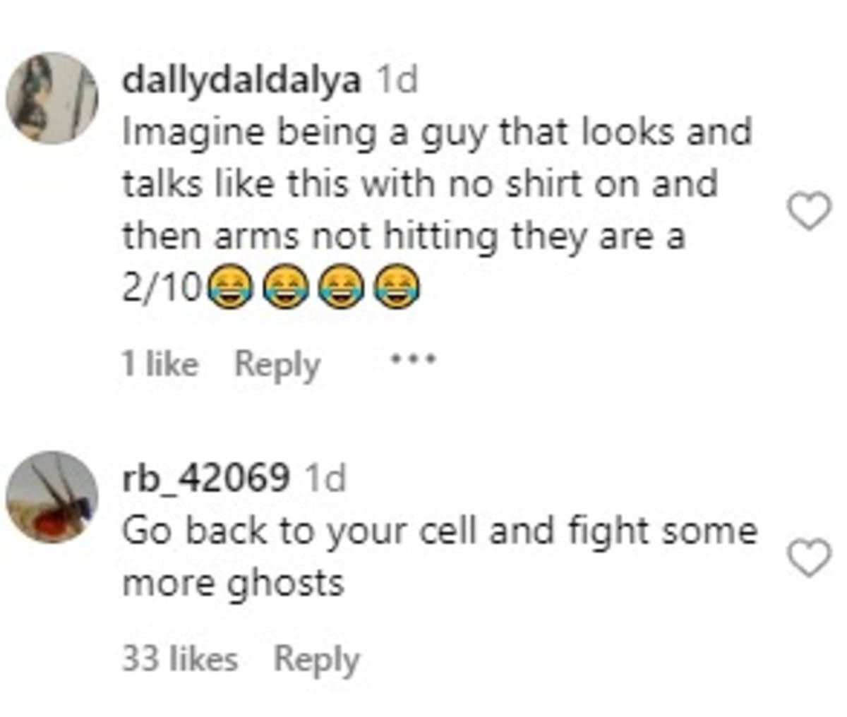 Comments on Andrew Tate (@keep6ixsolid/Instagram)