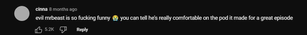 A fan cinna took to the comments to write about evil MrBeast (TMGStudios/YouTube)