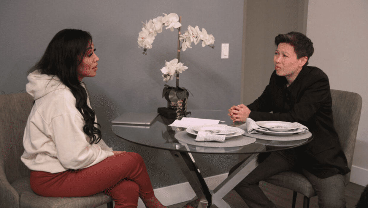 Mildred Woody (L) and Aussie Chau (R) call off their 'trial marriage' early in 'The Ultimatum: Queer Love' (Netflix)