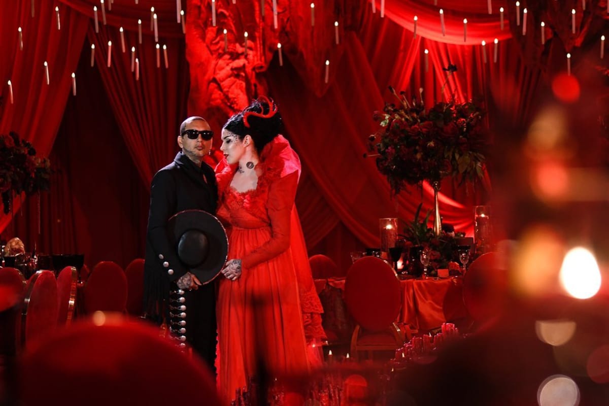 Kat Von D's wild wedding dress got everyone talking (Kat Von D/Facebook)