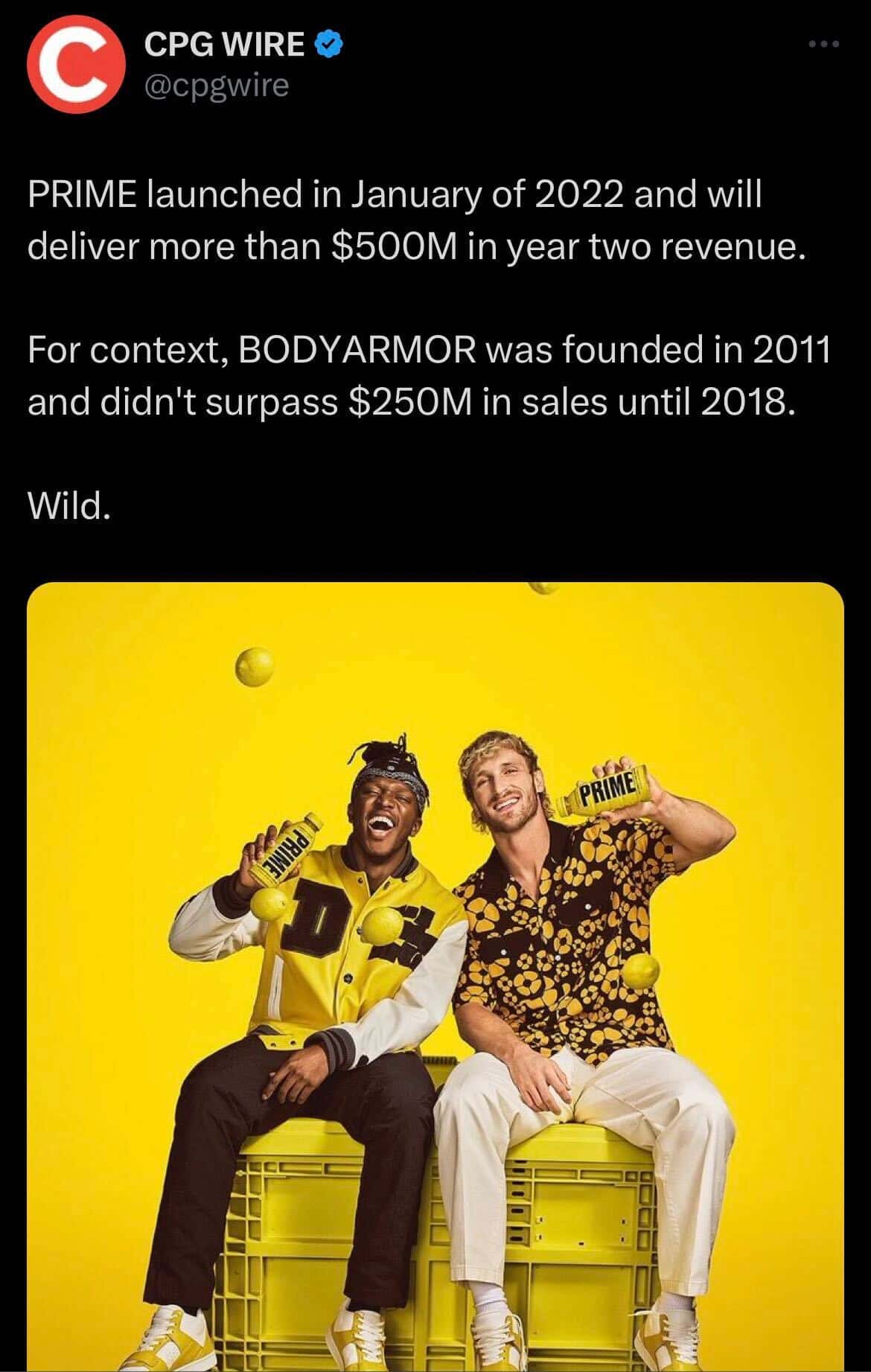 A screenshot of the the tweet by CPG Wire (@cpgwire/X)