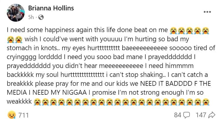 Brianna Hollins' post (Facebook)
