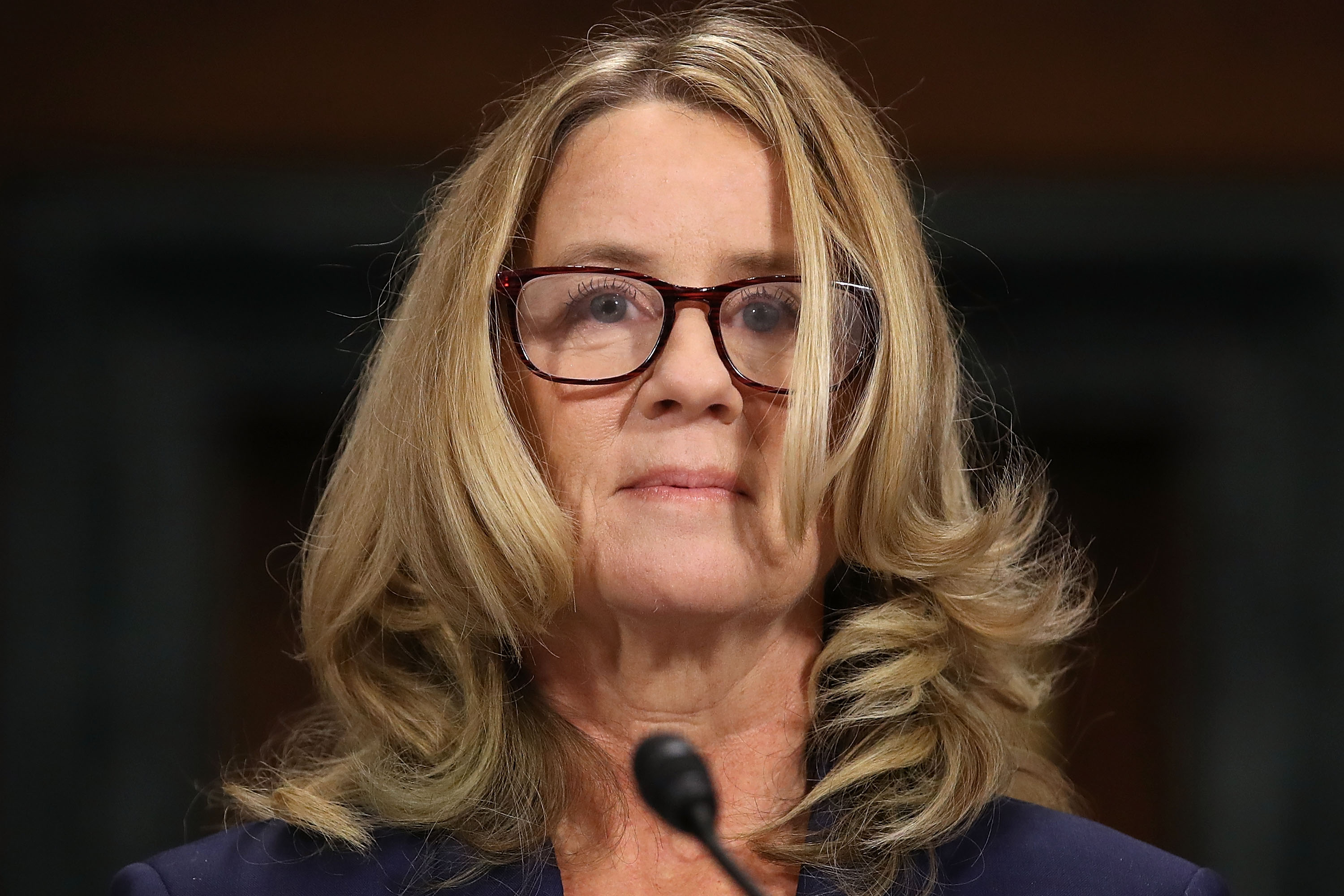 Christine Blasey Ford prepares to testify before the Senate Judiciary Committee in the Dirksen Senate Office Building on Capitol Hill September 27, 2018 in Washington, DC. 
