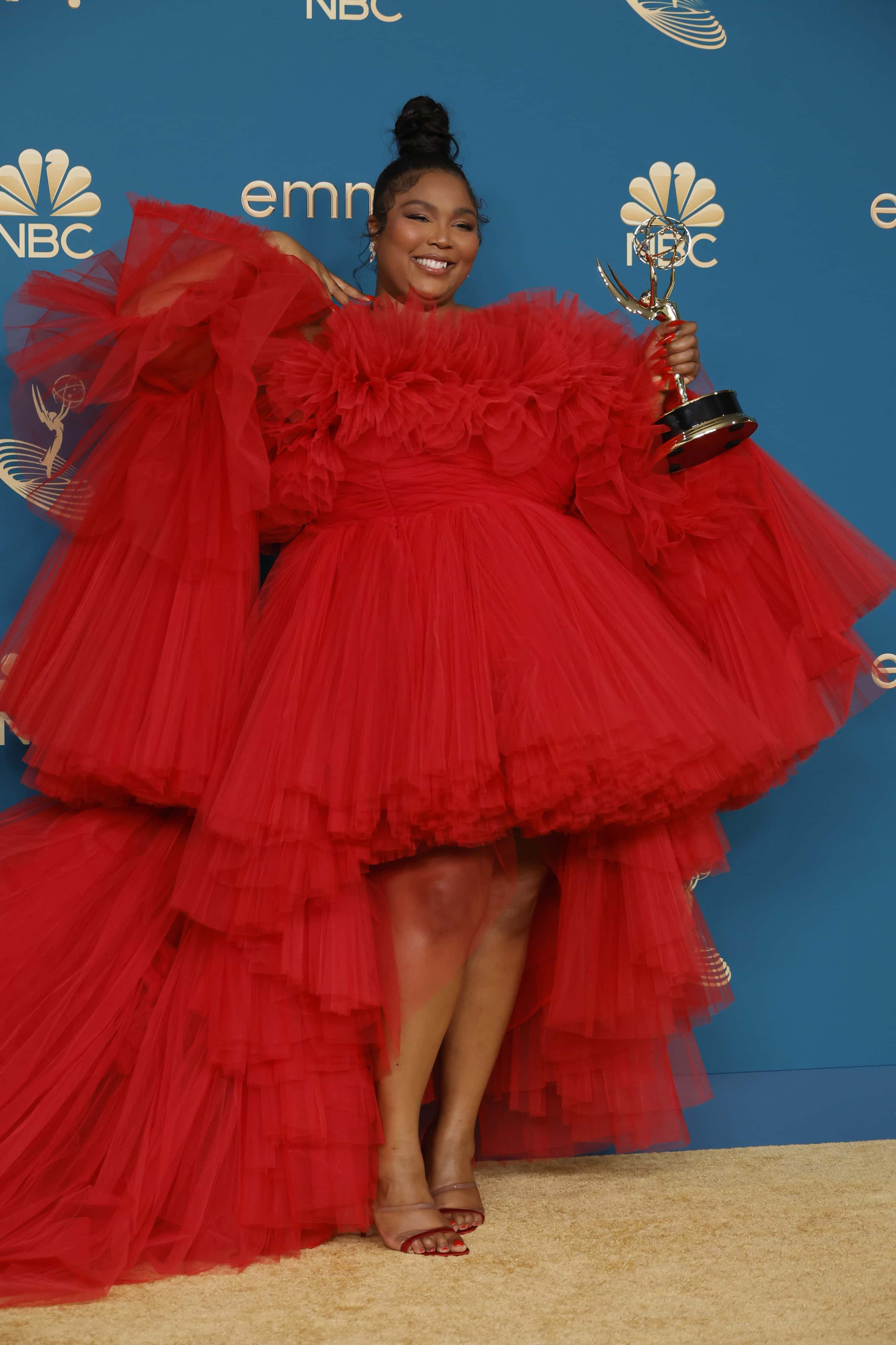 Lizzo, winner of the Outstanding Competition Program award for ‘Lizzo's Watch Out for the Big Grrrls,’ poses in the press room during the 74th Primetime Emmys at Microsoft Theater on September 12, 2022 in Los Angeles, California.
