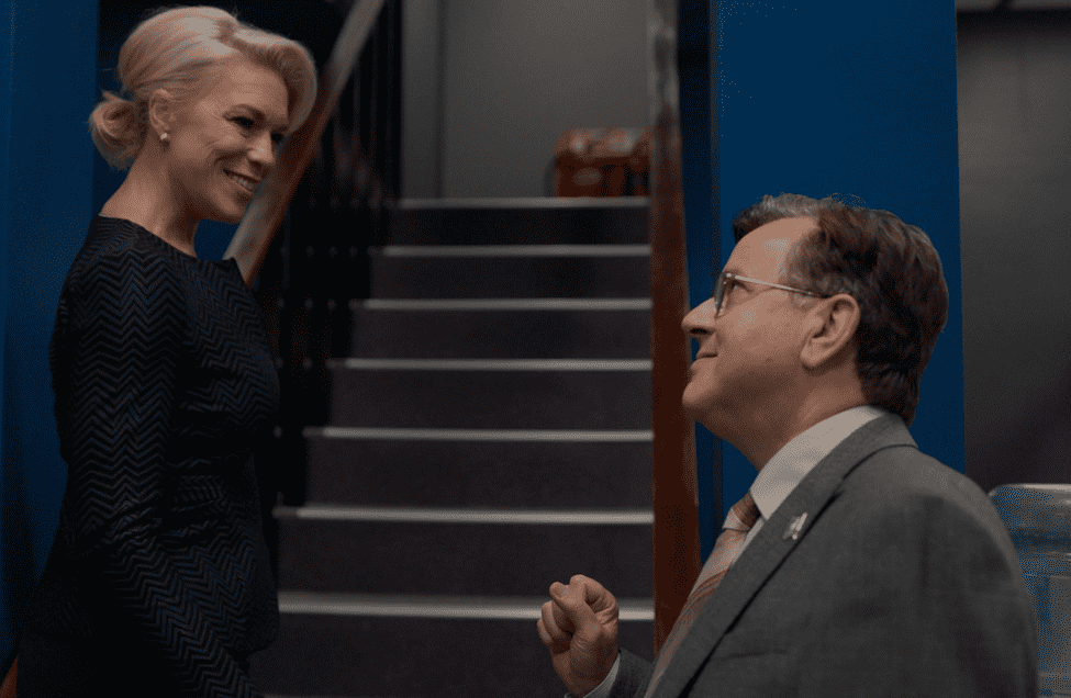 Hannah Waddingham (Rebecca) and Jeremy Swift (Higgins) in 'Ted Lasso' Season 2 (Apple TV+)