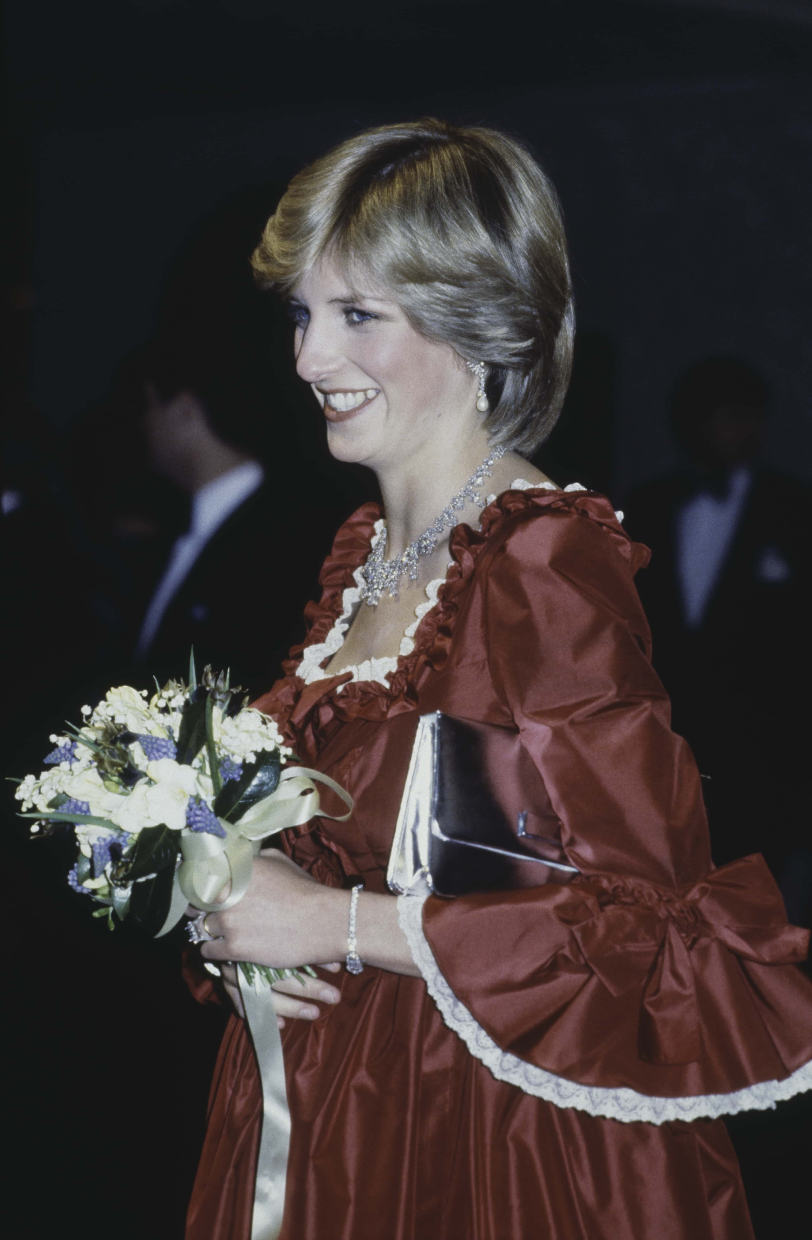 The Princess of Wales (1961 - 1997, later Diana, Princess of Wales) at a Royal Gala Performance that opened the Barbican Arts Centre in London, 4th March 1982. She is wearing a full length red evening gown by Belville Sassoon, April 1982. (Photo by Hulton Archive/Getty Images)
