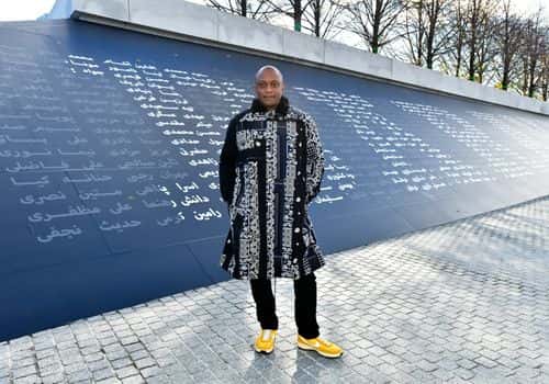 Hank Willis Thomas  attends Eyes on Iran Press Preview for Woman Life Freedom at Franklin D. Roosevelt Four Freedoms State Park on Roosevelt Island on November 28, 2022 in New York City.