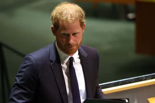 Prince Harry leaves the podium after addressing the United Nations (UN) general assembly during the UN's annual celebration of Nelson Mandela International Day on July 18, 2022 in New York City. The Prince, the keynote speaker, spoke about the legacy and inspiration of the South African anti-apartheid leader who spent 27 years in a remote South African prison before becoming the president and first black leader of the country. The 37-year-old Duke of Sussex attended the event with his wife Meghan Markle.