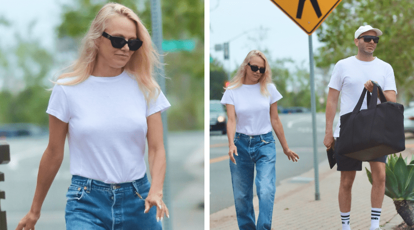 Pamela was seen walking with a mystery man, supposedly her assistant (Backgrid)