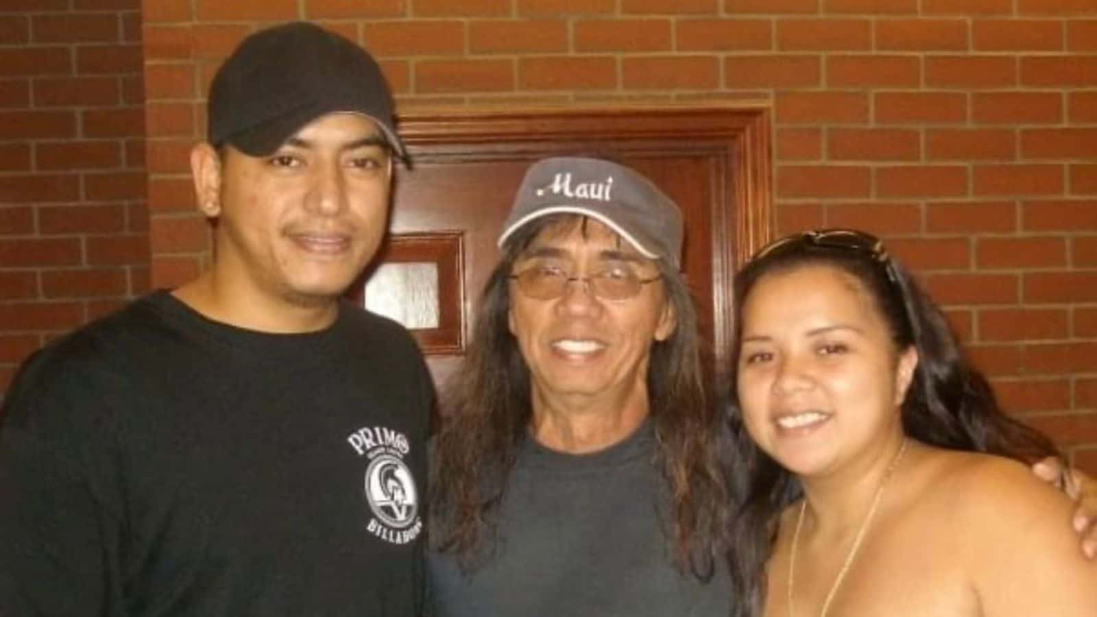 Buddy L Jantoc (C) with his granddaughter Keshia Alaka'i (R) and her husband Kaipo Alaka'i (L) (KITV/Youtube)
