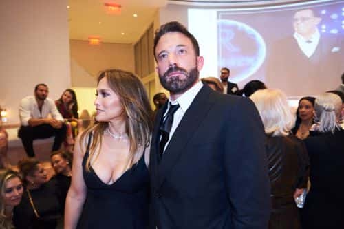 Jennifer Lopez and Ben Affleck attend JR Ridinger Celebration Of Life at Faena Forum on October 08, 2022 in Miami Beach, Florida.