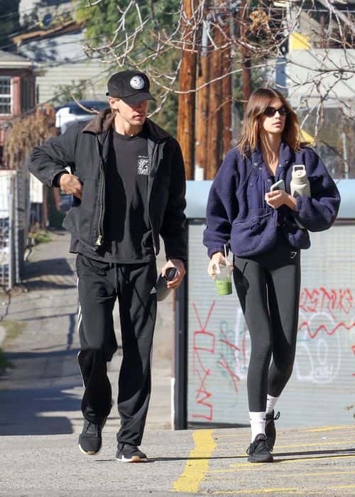 Austin Butler and Kaia Gerber out in casuals in Los Angeles. (Backgrid)