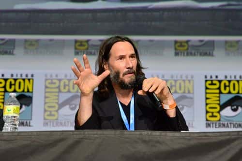Keanu Reeves speaks onstage during