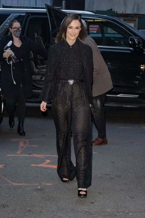 The ‘Pirates of the Caribbean’ alum, 37, delivered sultry glam as slipped into a fluttery pair of see-through trousers that put her vertiginous legs on display. (Backgrid)