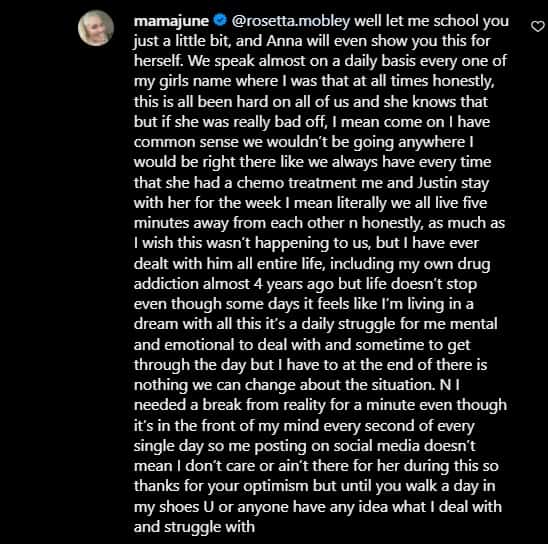 Mama June slammed the critic who said to be with Anna Cardwell (Instagram/@mamajune)
