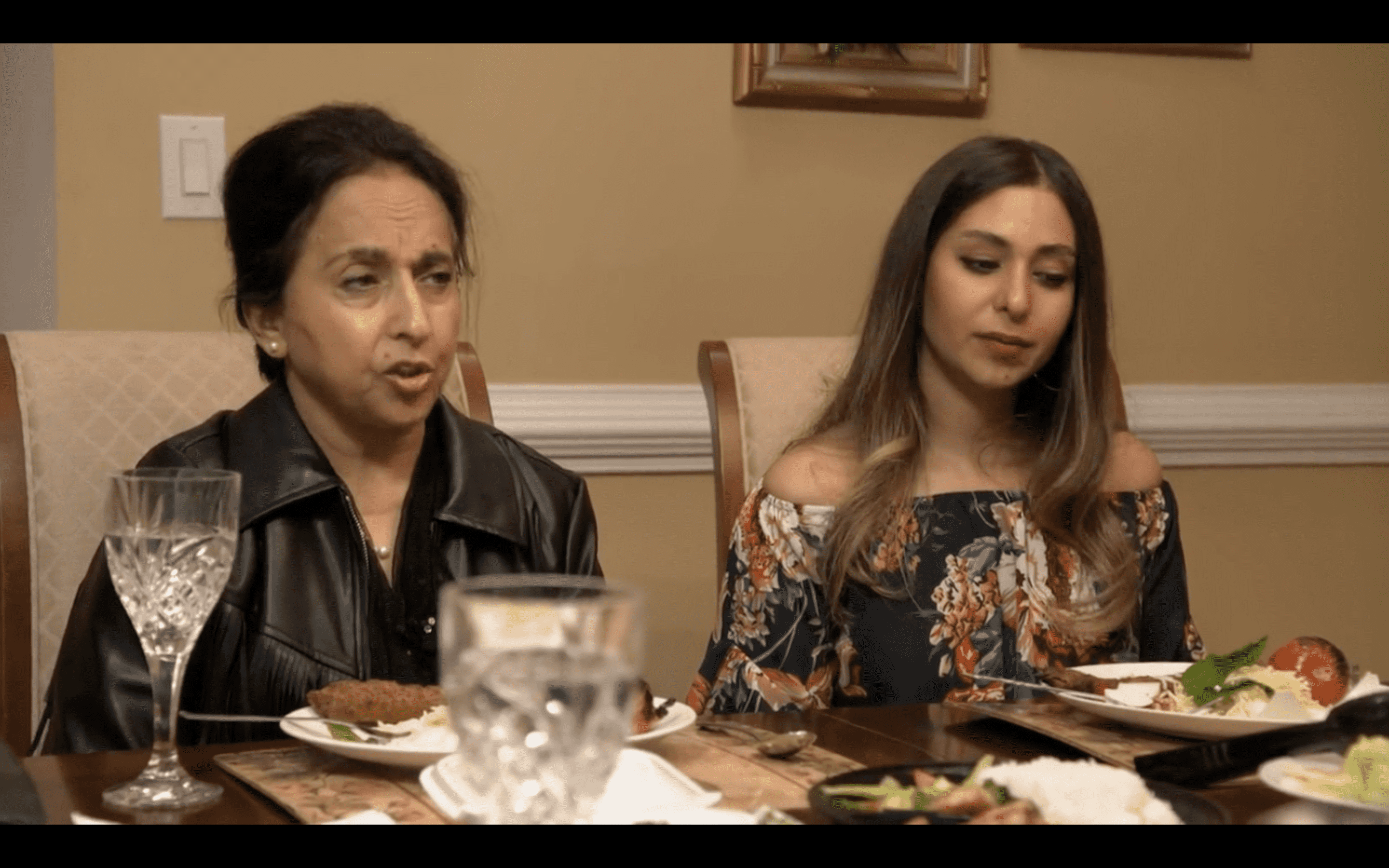 Laila and Yussra at the dinner party (I Love A Mama's Boy/ TLC)