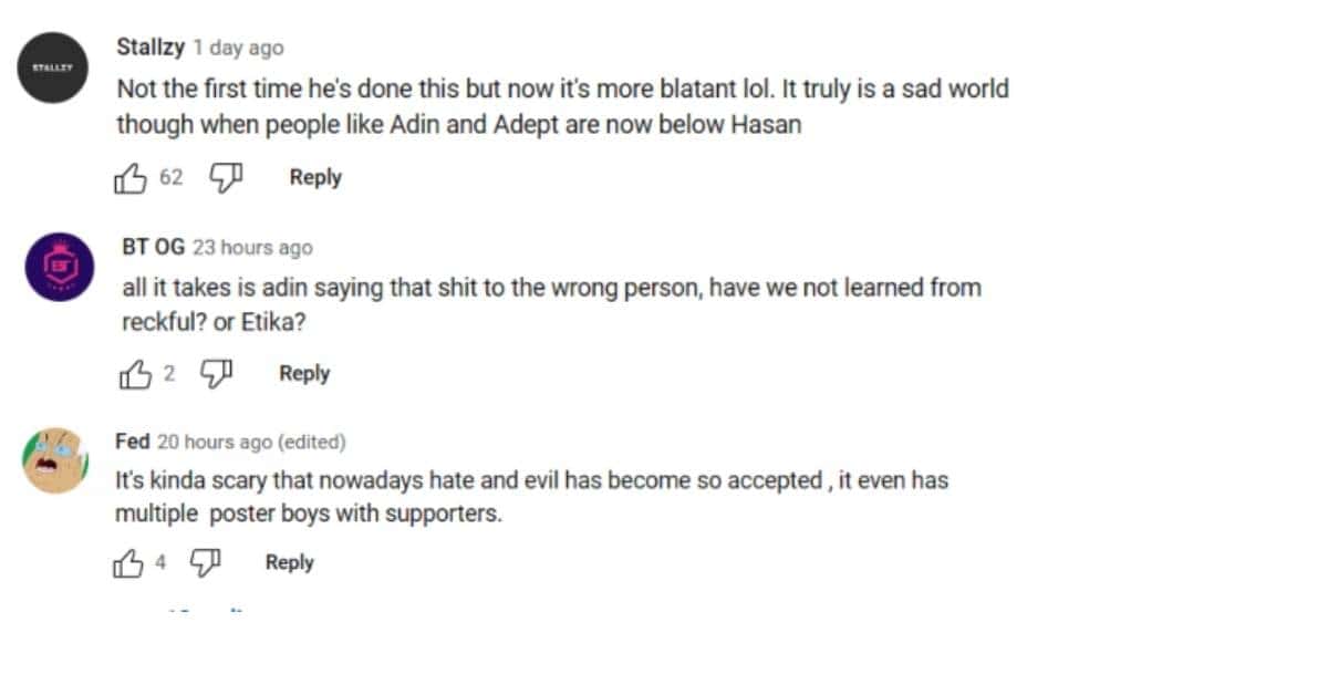 xQc's comments section (xQc Clips/ YouTube)