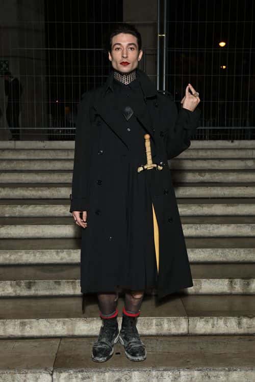 Ezra Miller attends Burberry closing party for Anne Imhof's Exhibition 'Natures Mortes'at Palais de Tokyo on October 18, 2021 in Paris, France.