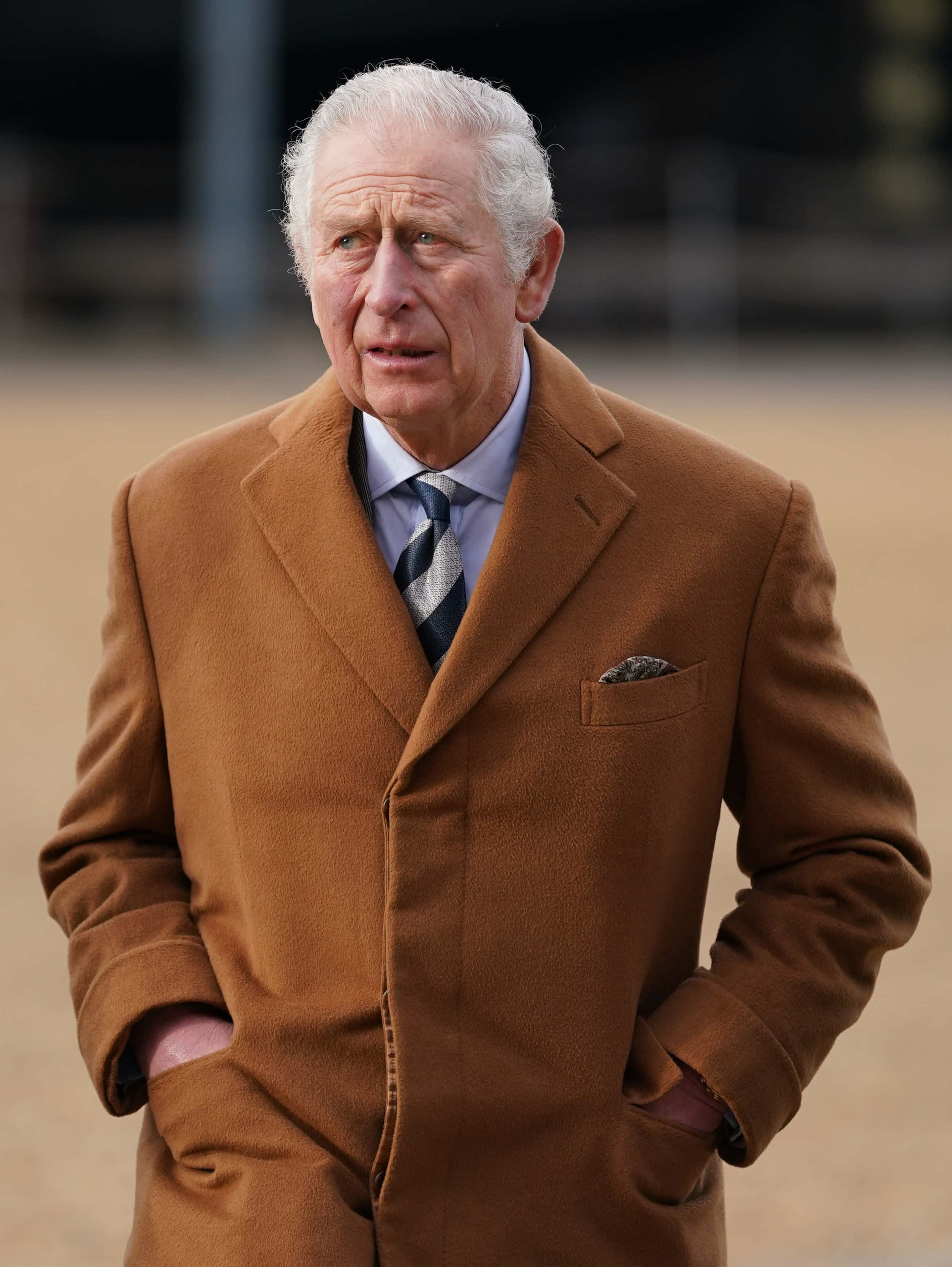 Prince Charles, Prince of Wales visits the Historic Dockyard Chatham in Kent, two days before the 2022 season opening, to see some of the Dockyard's flagship projects, on February 2, 2022 in Chatham, England.