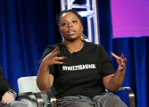Producer Patrisse Cullors attends the Viacom Winter TCA 2019 panel on February 11, 2019 in Pasadena, California.