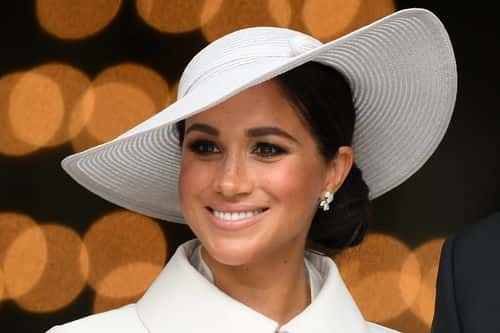 Meghan, Duchess of Sussex leaves after attending the National Service of Thanksgiving to Celebrate the Platinum Jubilee of Her Majesty The Queen at St Paul's Cathedral on June 3, 2022 in London, England. The Platinum Jubilee of Elizabeth II is being celebrated from June 2 to June 5, 2022, in the UK and Commonwealth to mark the 70th anniversary of the accession of Queen Elizabeth II on 6 February 1952.