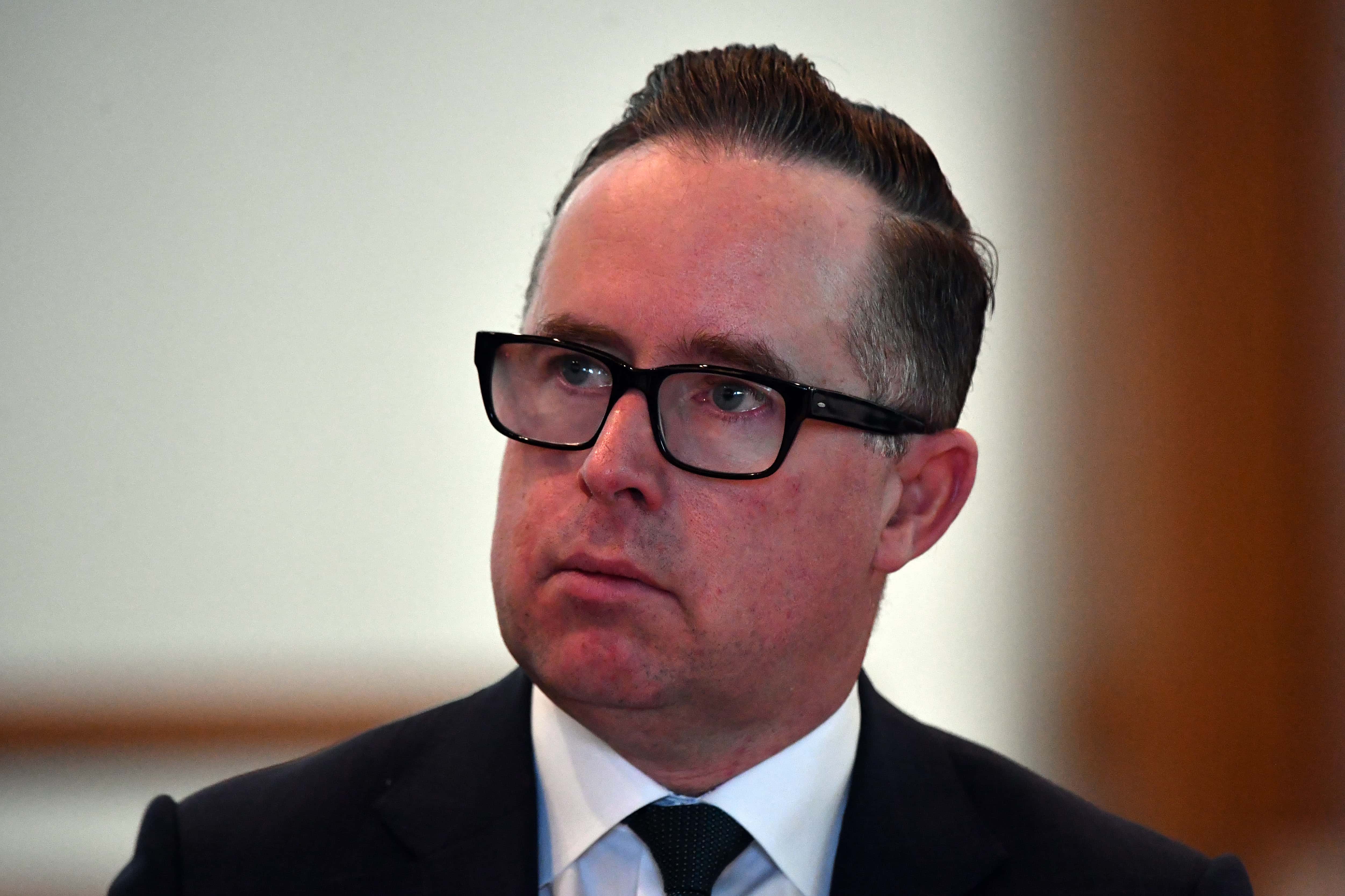 Qantas Airlines CEO Alan Joyce is seen during a Business Council of Australia breakfast in the Mural Hall at Parliament House on March 17, 2021 in Canberra, Australia. (Photo by Sam Mooy/Getty Images)