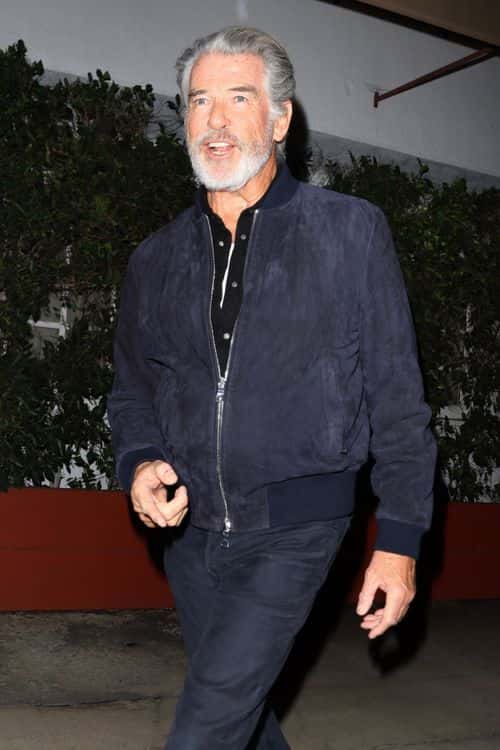 Pierce Brosnan looked dapper in a chic navy suit  (Backgrid)