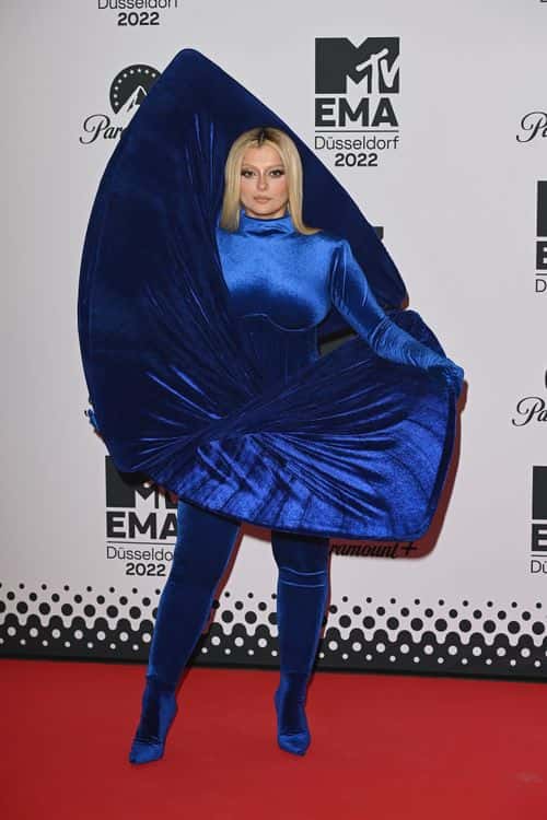 Bebe Rexha attends the red carpet during the MTV Europe Music Awards 2022 held at PSD Bank Dome on November 13, 2022 in Duesseldorf, Germany.