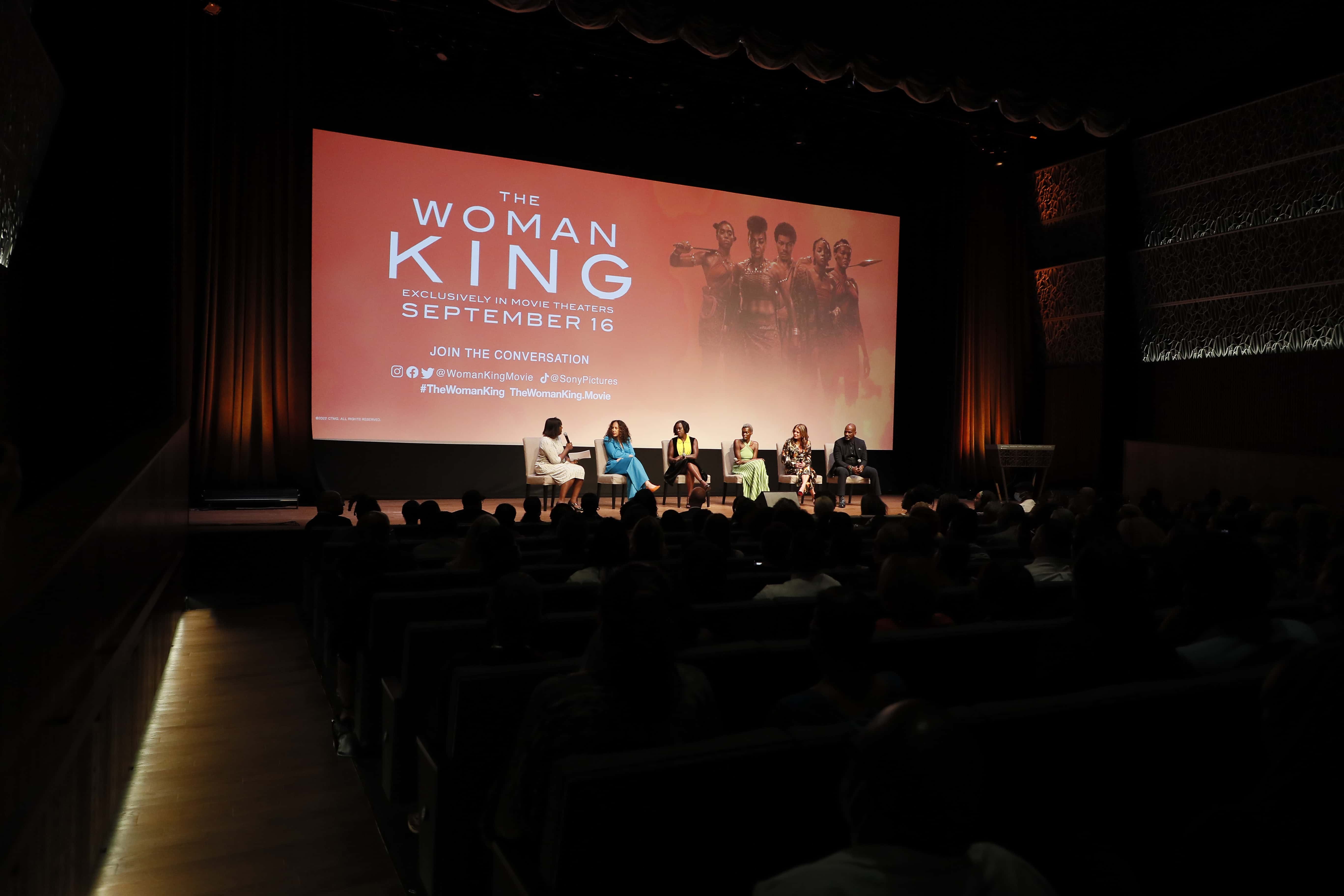 Dwandalyn Reece, Gina Prince-Bythewood, Viola Davis, Shiela Atim, Cathy Shulman and Julius Tennon speak onstage during THE WOMAN KING Special Screening at the National Museum of African American History and Culture on September 15, 2022 in Washington, DC. (Photo by Paul Morigi/Getty Images for Sony Pictures Entertainment)