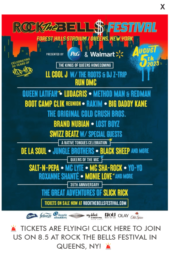 Line-up for the Rock The Bells Festival, 2023 (rockthebells.com)