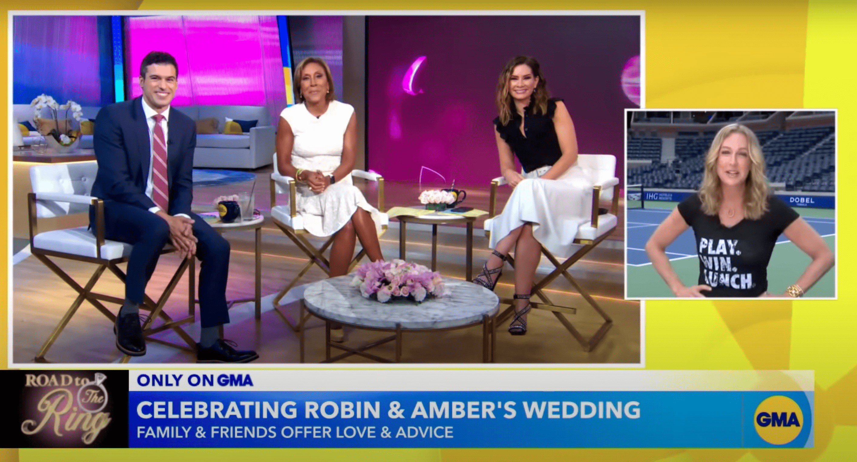 'GMA' co-host Lara Spencer also wished Robin Roberts while on an assignment away from studio (@GMA/YouTube)