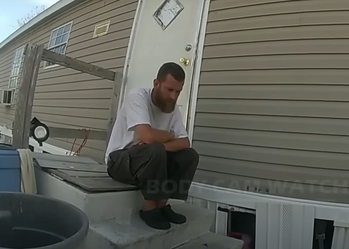 Justin Carver initially lied to the police, saying he had not seen his mother for a few weeks (@Body Cam Watch/Youtube)