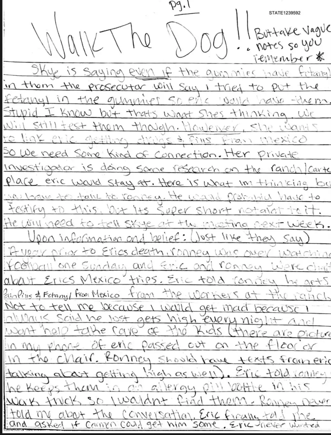 In a 6-page letter addressed to her mother, Kouri reminded her to walk the dog, asked for Crest White Strips-- and, prosecutors allege, engaged in witness tampering, instructing her family to lie on her behalf  (The Third Judicial District- Summit County, Utah)