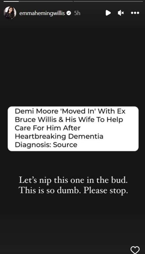 Emma Heming shuts down claim that Bruce Willis' ex-wife Demi Moore has 'moved in' (Instagram/@emmahemingwillis)